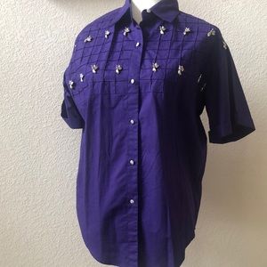 Ellen Richman Shirt With Angels Purple with angel figures sewn on Unique SM EUC